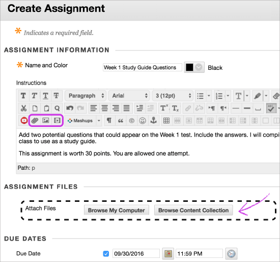 create assignment