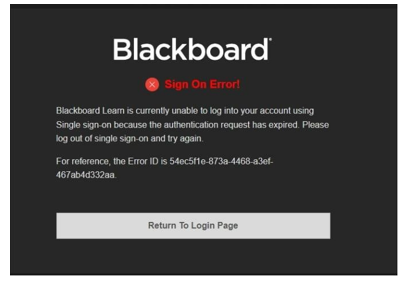 Blackboard sign on error