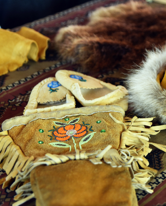 Hide Gloves from an Indigenous display at Northern College