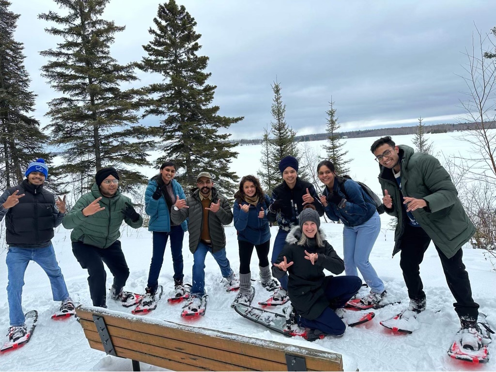 Northern College students snowshoeing