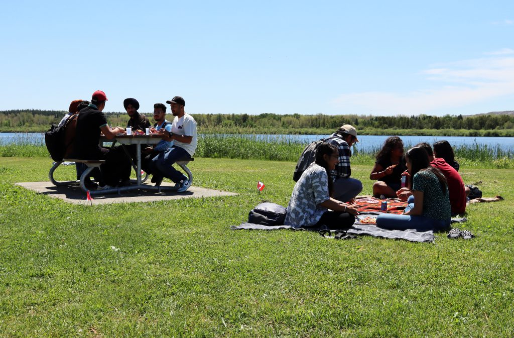 students having picnic on campus at Northern College