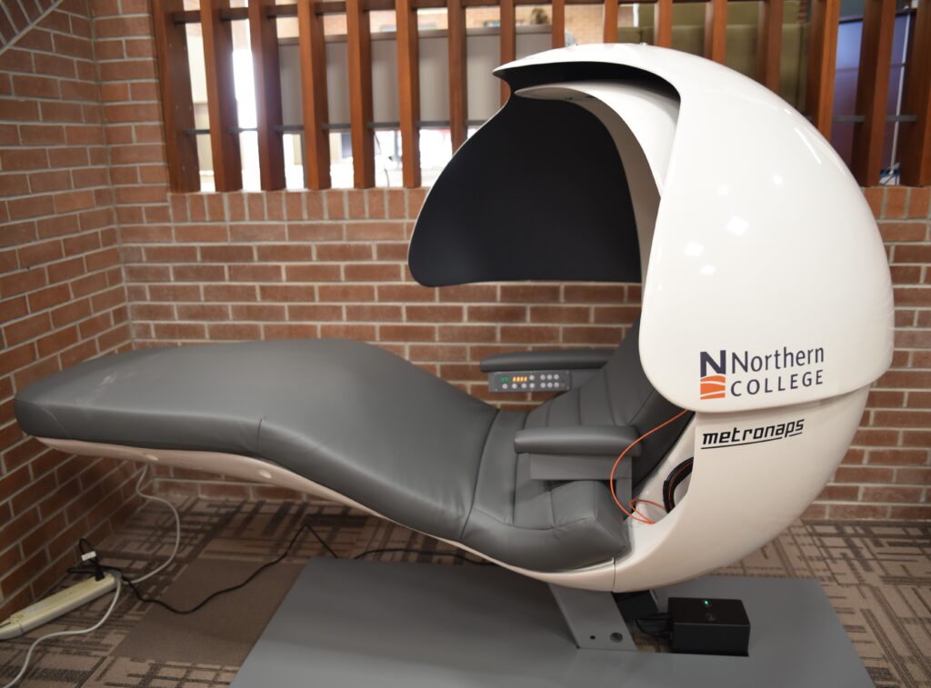 sleep pod on campus at Northern College