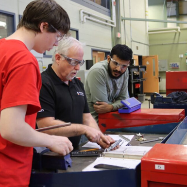 Northern College students working in shop