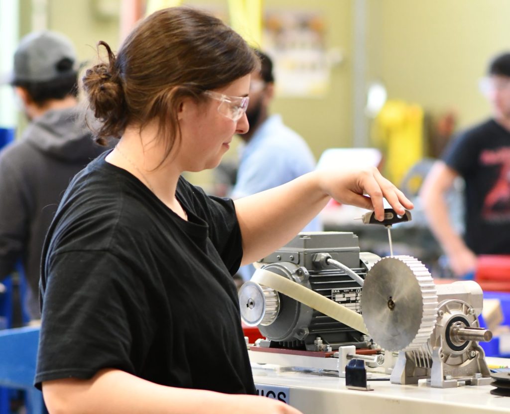 Millwright student in shop class