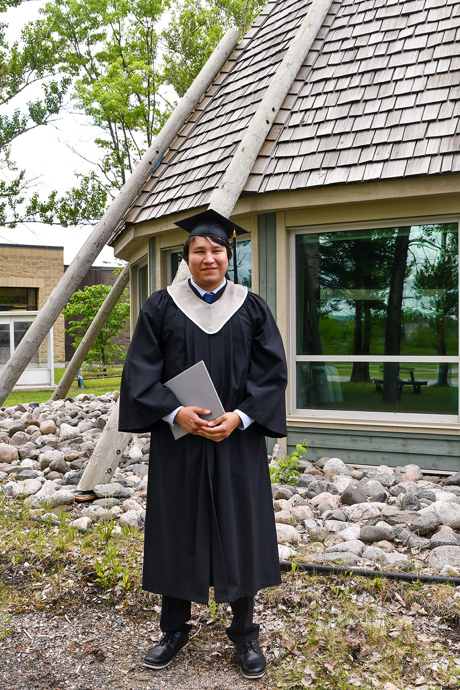 Indigenous Student graduating from Moosonee Northern College.