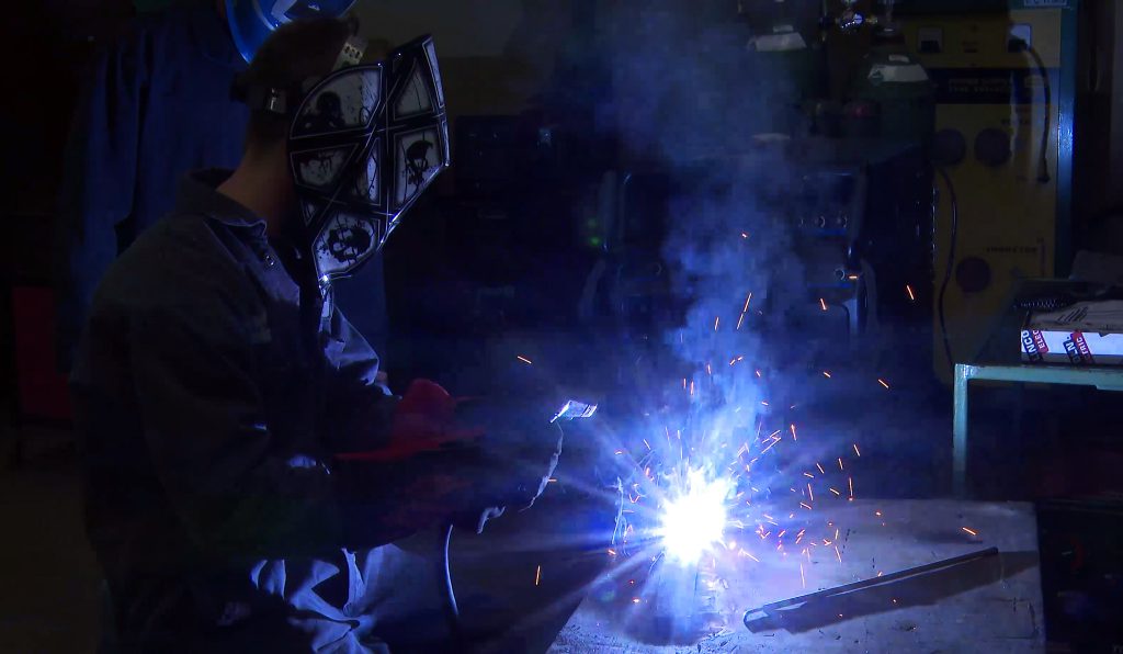 student welding