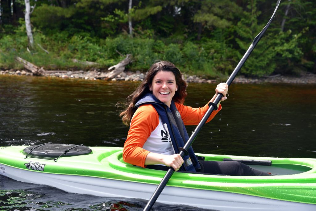 Northern College student in kayak