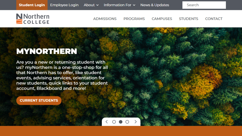 Screenshot of website to display where to log in to your Student Account to place deposit.